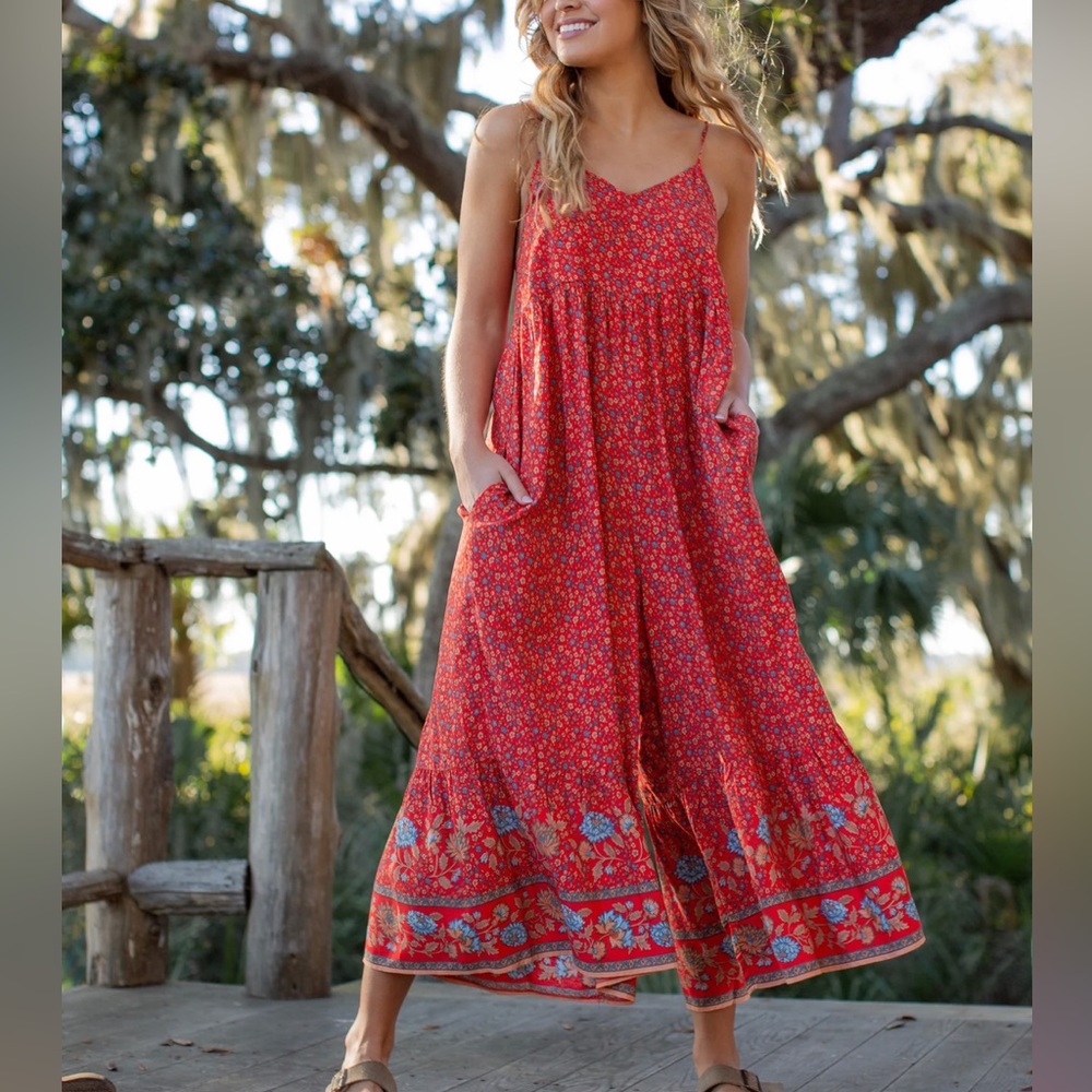 Natural Life Red Floral Jumpsuit